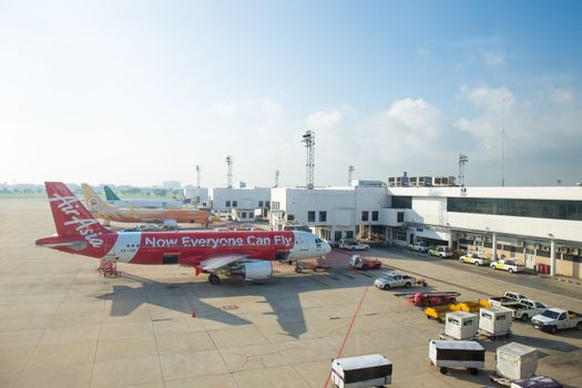 BANGKOK - May 5 : Don Mueang International Airport on May 5,2015 in Thailand.Air Asia and Thai Nok air are of airlines in Don Mueang International Airport Bangkok, Thailand