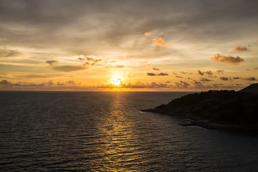 Sunset over sea at Laem Phrom Thep Phuket Thailand