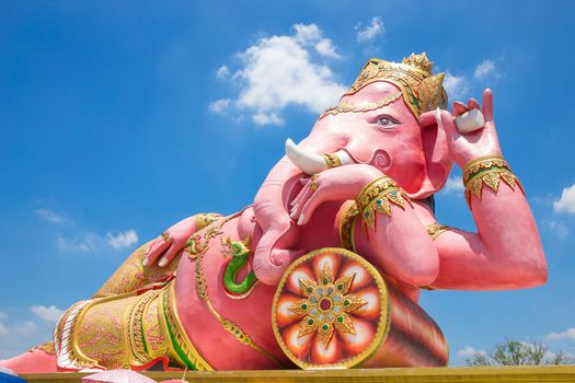 Beautiful Ganesh statue on blue sky at wat saman temple in Prachinburi province of thailand, Is highly respected by the people of Asia