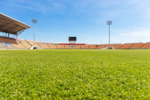 Beautiful grass soccer stadium for use in football match and athletics (public stadium create from people tax all access)