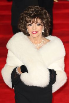 UNITED KINGDOM, London: Joan Collins attends the world premiere of the latest Bond film, Spectre, at Royal Albert Hall in London on October 26, 2015.