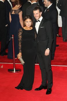 UNITED KINGDOM, London: Gareth Bale and Emma Rhys-Jones attend the world premiere of the latest Bond film, Spectre, at Royal Albert Hall in London on October 26, 2015.