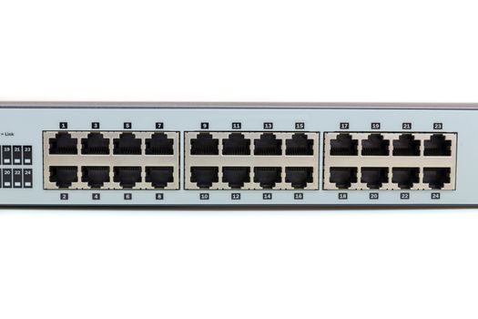 Network switch mount port for connect network on white background