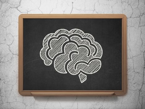Medicine concept: Brain icon on Black chalkboard on grunge wall background