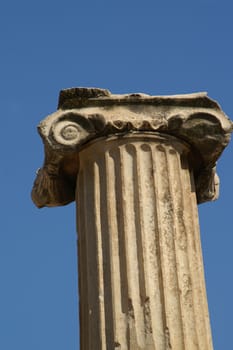 Ancient greek column in efesus (turkey) - tourists attraction