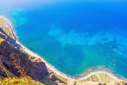 Cabo Girao on the Island Madeira - a sight with spectacular view from a glass platform to the atlantic ocean and terraced fields