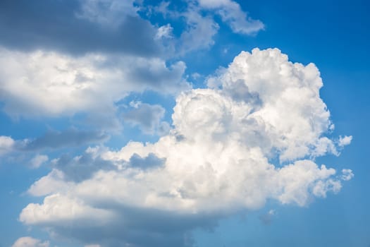 blue sky with big cloud and raincloud