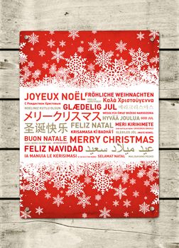 Merry christmas from the world. Different languages celebration poster