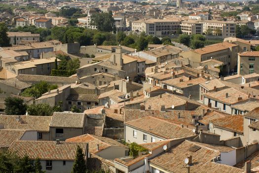 Looking down over a frech town