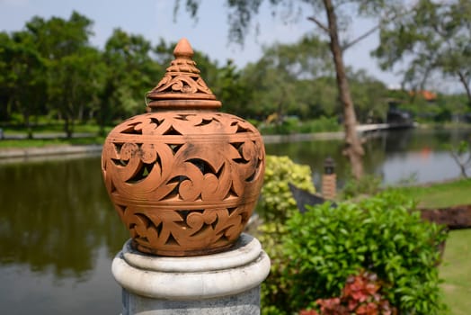 Pottery Lamp with Thai style