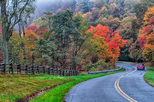 autumn drive on blue ridge parkway