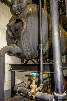 old boiler room equipment- high power boiler burner