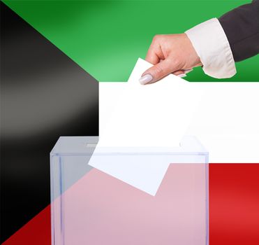 electoral vote by ballot, under the Kuwait flag