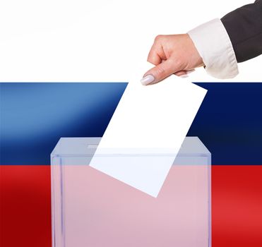 electoral vote by ballot, under the Russian flag