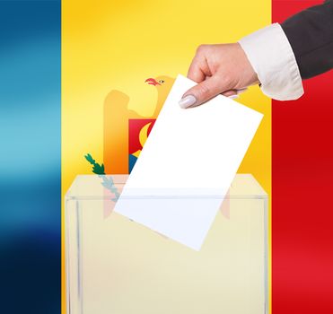 electoral vote by ballot, under the Moldova flag