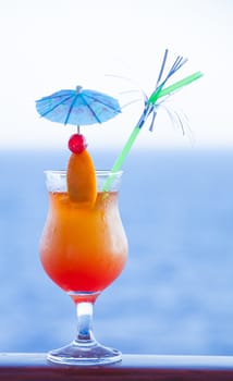 fresh cold cocktail, a delicious orange