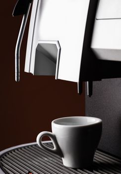 coffee espresso and cup, hot beverage preparation