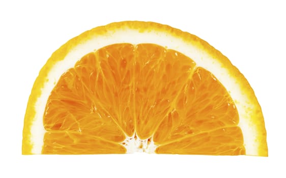 Juicy orange slice isolated on white background