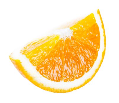 juicy piece of orange on a white isolated background