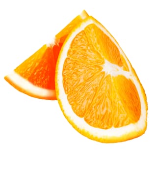 two pieces of orange isolated on white background