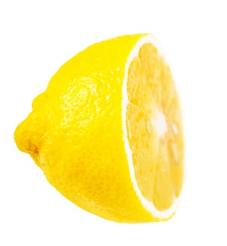juicy ripe lemon half on white isolated background