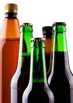beer of different varieties isolated on white background