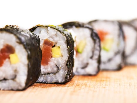 fresh cooked rolls close-up on a wooden board