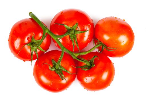 bunch of ripe tomatoes isolated on white background