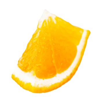 juicy part of orange closeup isolated on white background