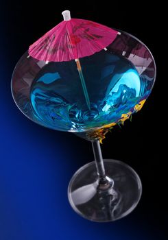 Blue cocktail, thirst-quenching and relaxing