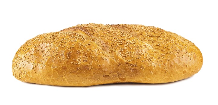 white long loaf with sesame isolated on a white background