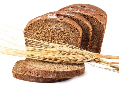 sliced brown bread isolated on a white background