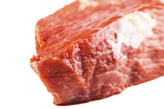 raw beef filet closeup isolated on a white background