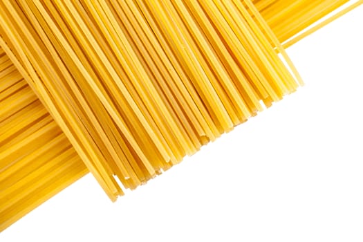 pasta lined up in a row on a white background