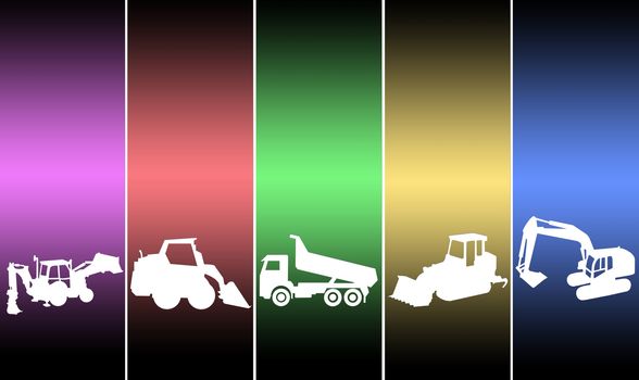illustrations transport tractor in different colors