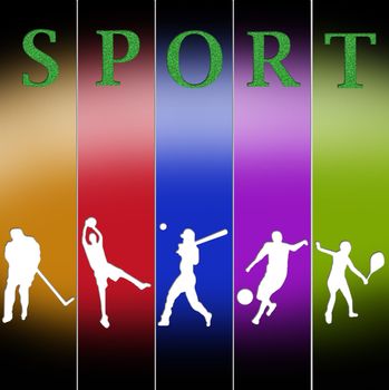 sport illustrations in different colors poses