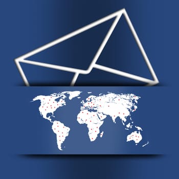 illustration of a red envelope on a blue background
