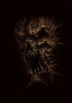 abstract illustration of the face of terror in the black