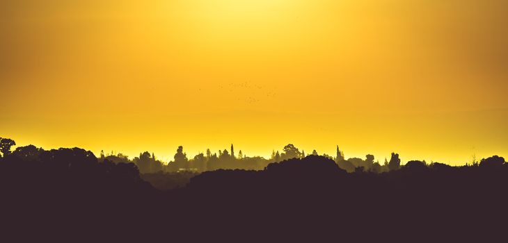 Arab settlement landscape at sunset