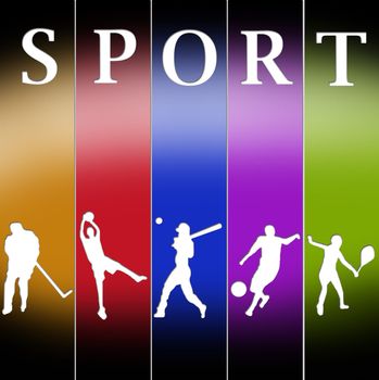 Sports templates in different colors poses