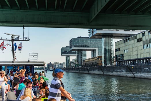 view of modern buildings on the waterfront cologne. 21 august Germany.