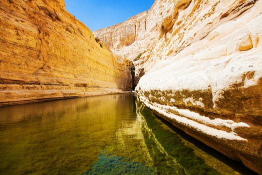 natural source of water flowing between rocks