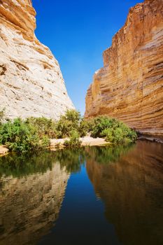 gorge with natural water sources and the blue sky