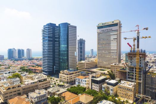 panorama of the city Tel Aviv streets and buildings from . 5 august 2014 Tel Aviv.