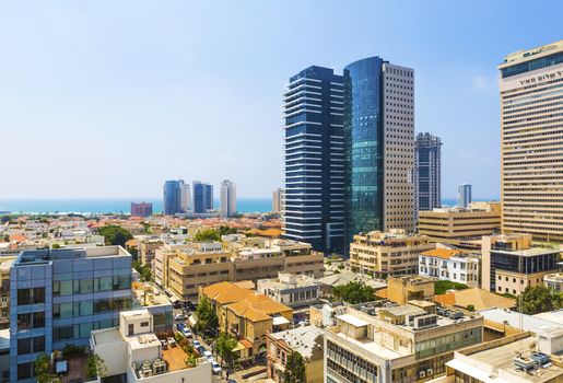 panorama of the city Tel Aviv streets and buildings from a height. 5 august 2014 Tel Aviv.