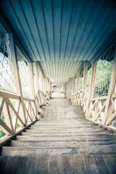 vintage wooden staircase view from the top