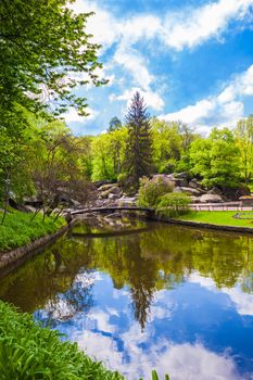 scenery lake with a reflection of the sky in park Sophia