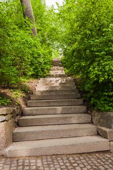 stone staircase with trees in the park of Sophia