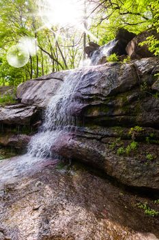 Waterfall close-up in Sophia park Uman Ukraine