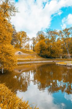 landscape lake with a reflection of the sky in the park Sophia